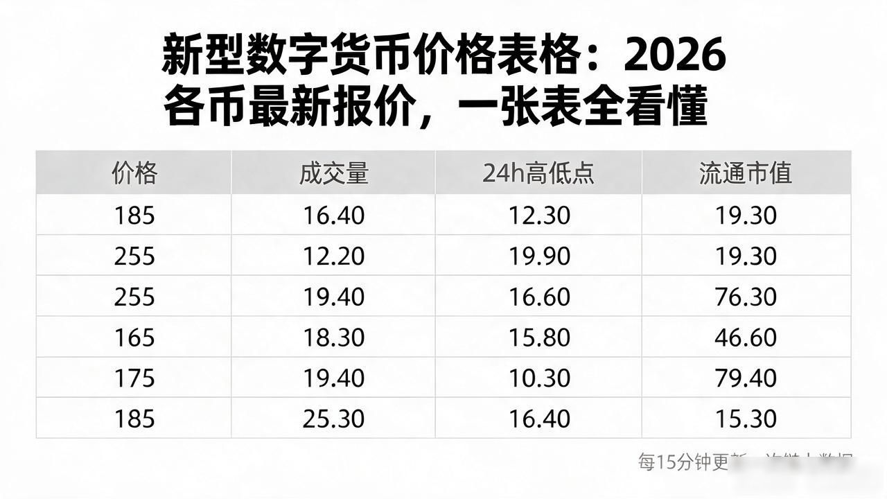 2026新型数字货币价格追踪表格_Solana生态DePIN代币流动性预警_新型数字货币价格表格